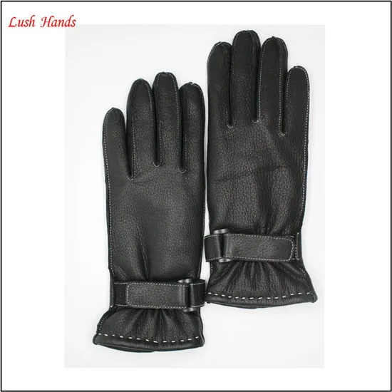 2016 Women's New Style buckskin Leather Cold Weather Gloves with Belt