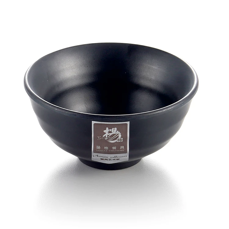 Japanese Traditional Style Matte Black Melamine Japanese Miso Soup Bowl