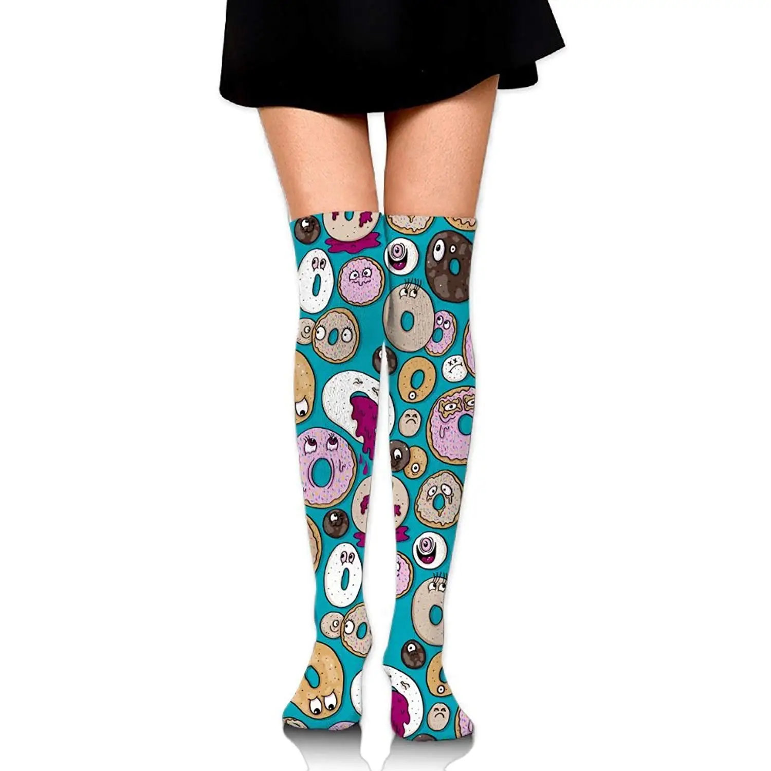 Zaqxsw Doughnut Eyes Women Cool Thigh High Socks Over The Knee Socks For Ladies