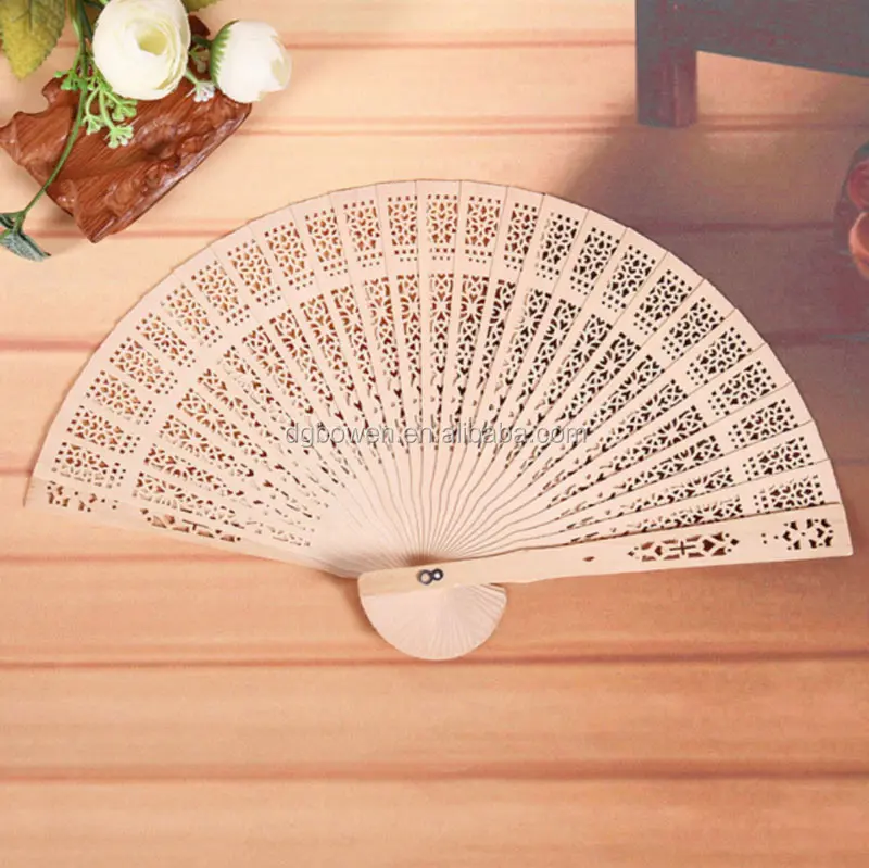 Chinese Traditional Hollow Fan Wooden Hand Made Exquisite Folding Wedding Gift~ 