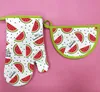 watermelon design silk screen print oven mitten set
