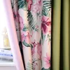 Leaf Curtain, Floral Curtain, Faux Linen Thermal Insulated Red And Pink Floral Pattern Blackout Window Curtain/