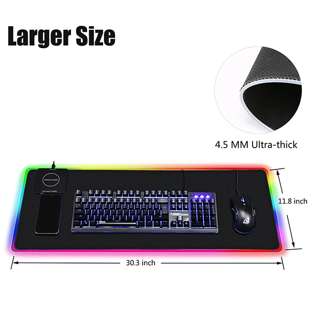 Factory price high quality gaming mousepad / custom rubber wireless charging printing mouse pad
