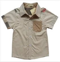 Boys shirts lovely cotton short sleeves shirts boy shirts England style kids clothes high quality plaid