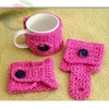 China factory easy knit coffee cozy cotton knitting cup sleeves reusable handmade wrap for sale