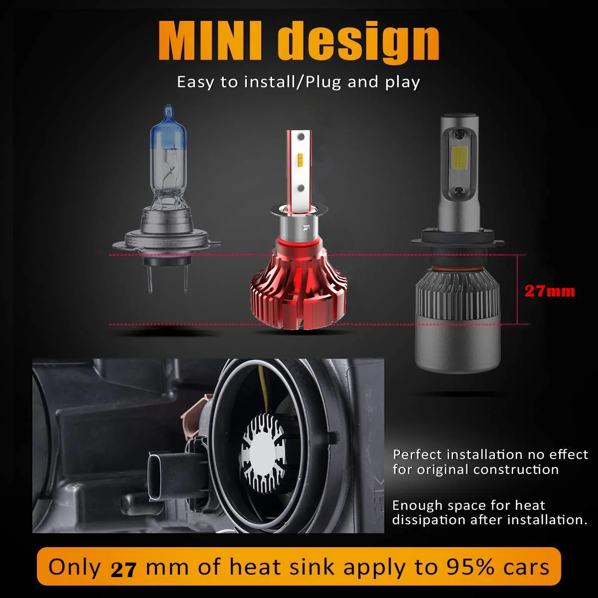 I8 Fanless Mini LED Headlight