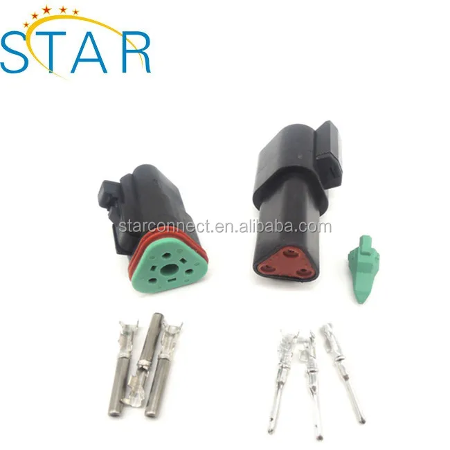 cnkf 5 Sets Deutsch DT Series 2 pin negro impermeable Auto Conectores macho a hembra DT06-2S-E005//DT04-2P-E005