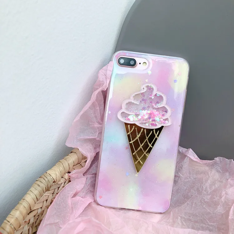Epoxy Resin Ice Cream Cone Soft TPU Phone Case for iPhone X , for iPhone 8 Case Cute Dog