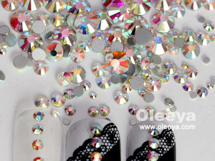 Wholesale Oleeya 2028 Light Siam Red Glass Beads Rhinestone Flatback Non Hotfix Nail Art Rhinestones in Bulk for Nail Art