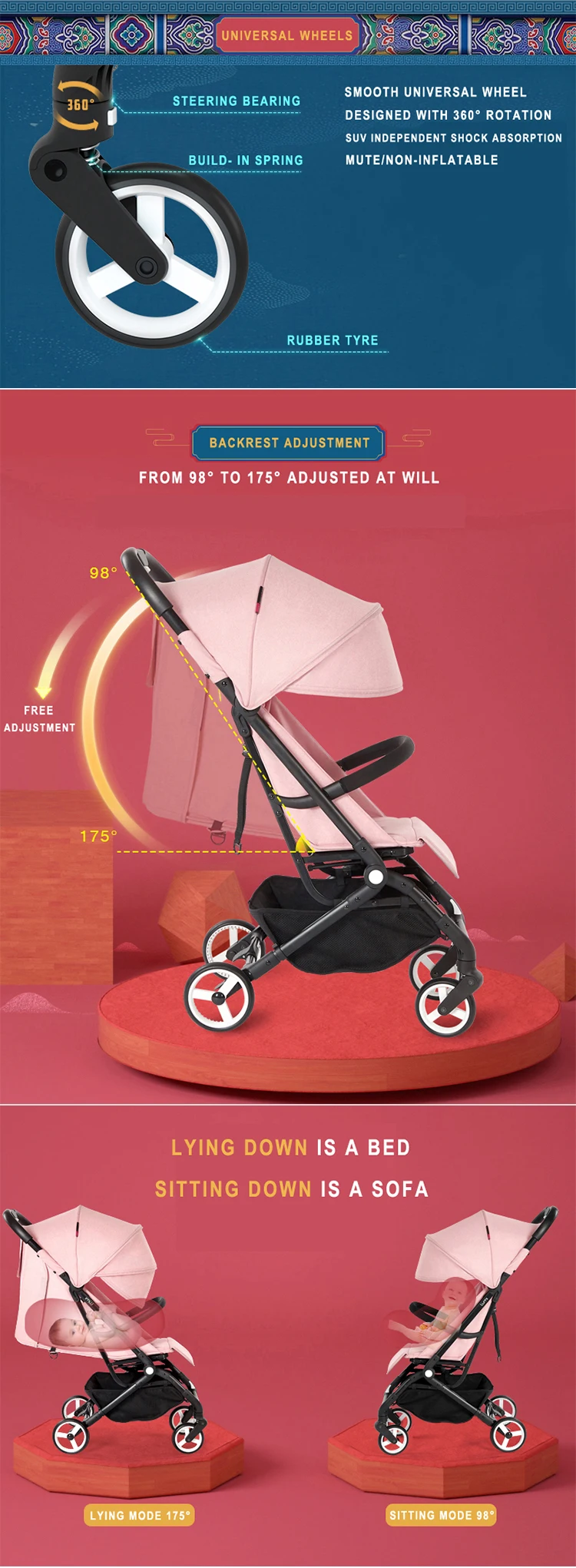 EN1888 wholesale certificate baby stroller/good qualitybaby pram/new design lotus green european baby stroller