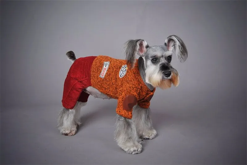 Classic Doggie Costume With Pants Pet Plain Shirt Warm Clothes Dog