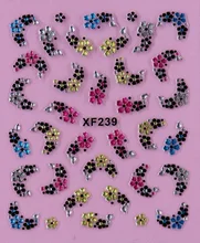 black 3D flower design Water Transfer Nails Art Sticker decals lady women manicure tools Nail Wraps