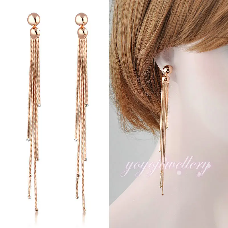 Gold Chain Drop Earrings Find Deals Get Quotations Multi Layers Long Tel Earrings Drop Dangle 18k Gold Plated Snake Chain E120