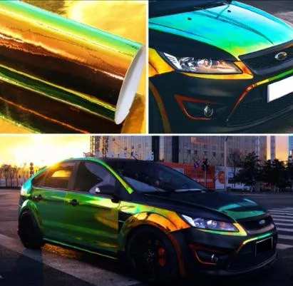 Iridescent Holographic Laser Cut Neon Chrome Chameleon Vehicle Vinyl Wrap Tint 