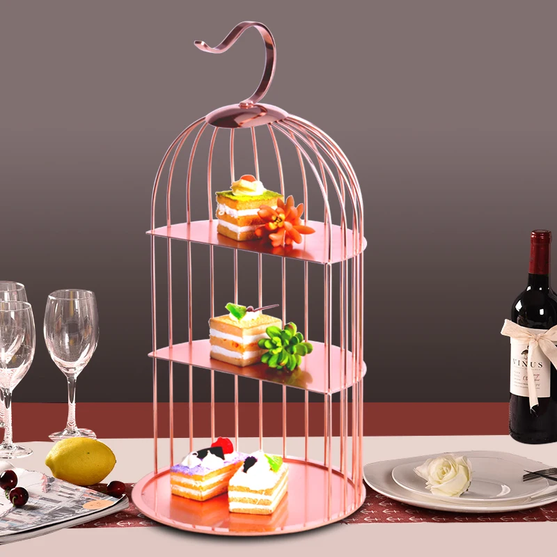 Rose Gold Afternoon Tea Cake Stands 3 Tier Birdcage Cardboard Cupcake Stand Cheap Fancy Wedding Decorative Bird Cage View Decorative Bird Cage Hadi Product Details From Guangzhou Hadi Catering Ware