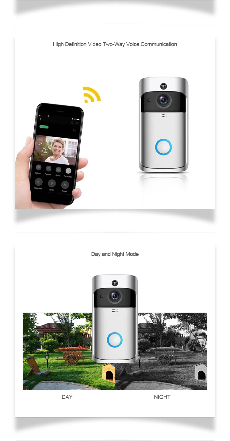 Smart Two-Way Audio Wifi Video Doorbell 1080P Hd Security Camera