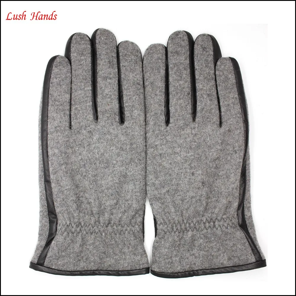 mens and boys grey woolen gloves lining 70% wool 70% acrylic or polyester