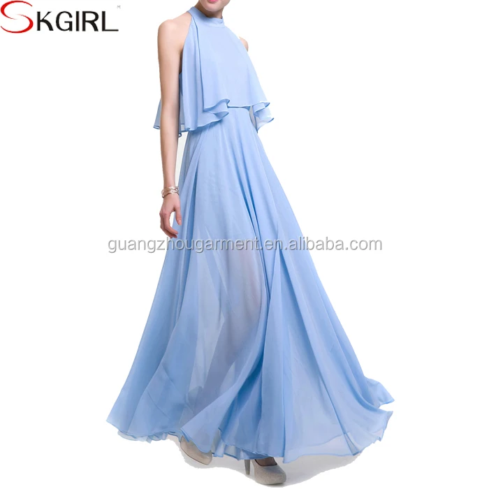 Simple One Piece Design Halter Layered Split Front Elegant Chiffon Prom Evening Dresses Long Buy Elegant Chiffon Evening Dresses Long Ruffle Sweep Train Long Chiffon Evening Dress Simple One Piece Long Dress Design