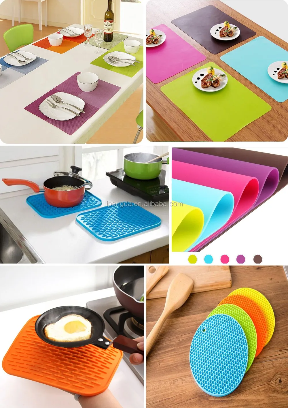 Cheap Custom Printing Silicone Insulated Table Mat Different Shape