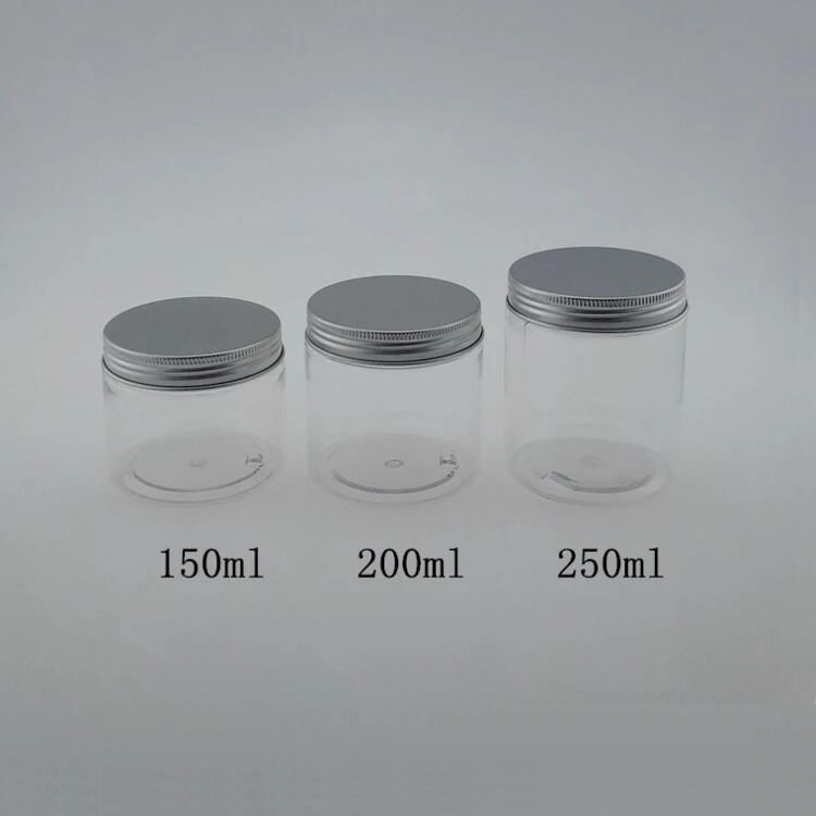 150ml 200ml 250ml Plastic PET Jar with Aluminum Cap, 5oz 6oz 7oz Clear Jar with Aluminum Cap .jpg
