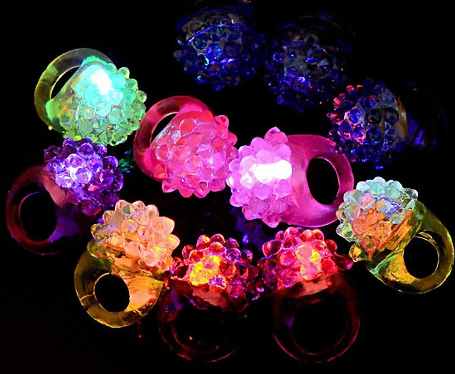 Led Flashing Jelly Rings / Soft Jelly Bumpy Light Up Rings For Rave Or ...