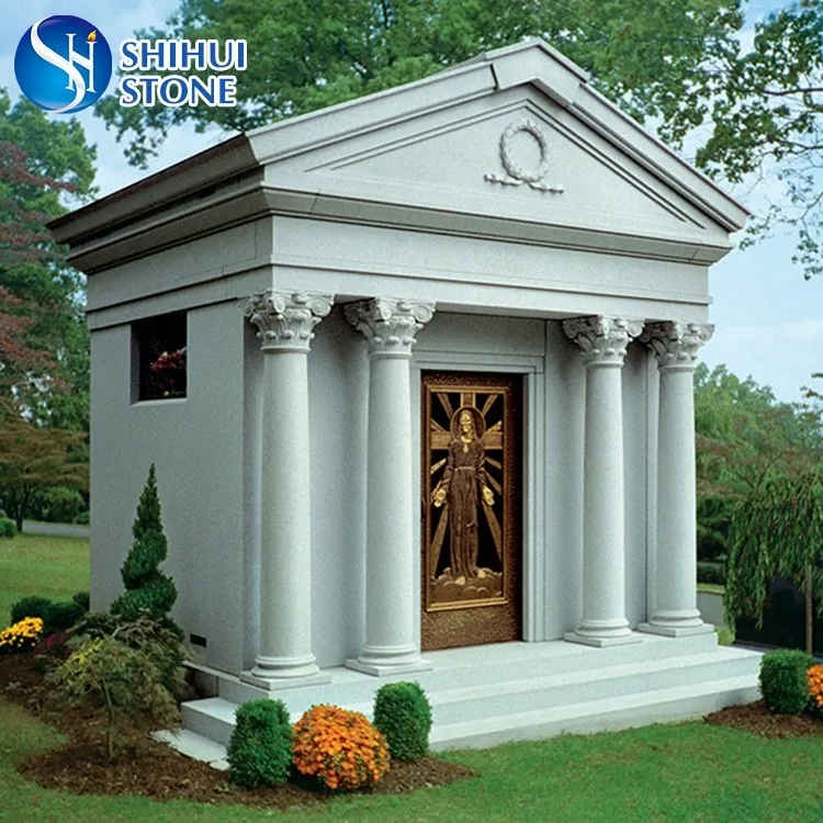 Cheap Light Grey And Indian Black Stone Granite Mausoleum Price