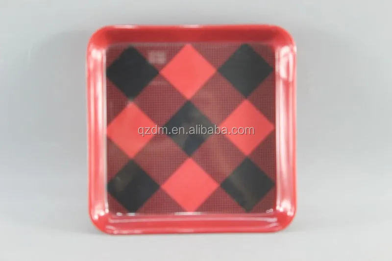6" Melamine Square tray ,Red Melamine tray