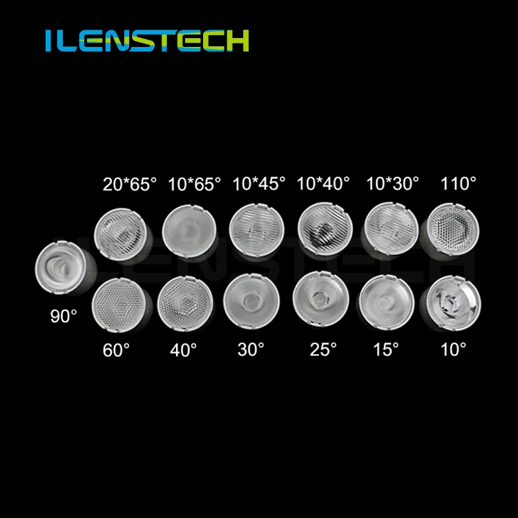 ilenstech 15 degree plastic led lens / narrow beam led lens secondary optics with back tape