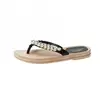 LM7531Q women pearl flip flops big size casual beach slippers flat beaded sandals