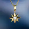 KRKC&CO Six-Point Star Pendant Necklace 14K Gold Iced Out Zircon Diamond Six Point Star Necklace