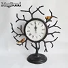 Cast Iron bird on branch table clock for decoration metal bird statue figurine office table clock handmade color - Megbond
