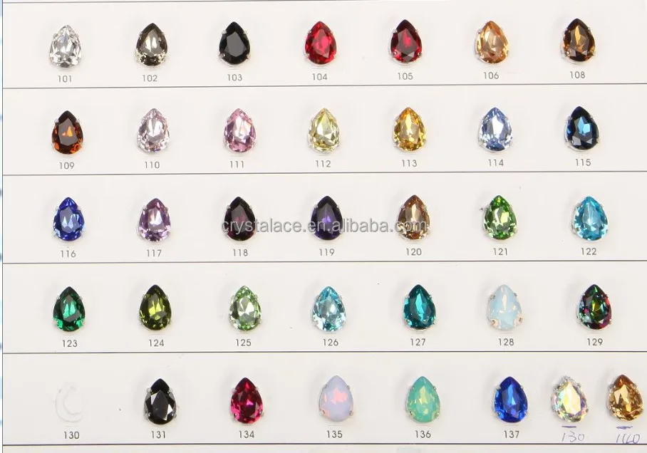 Pear shape tear drop claw set glass crystal rhinestones for jewelries