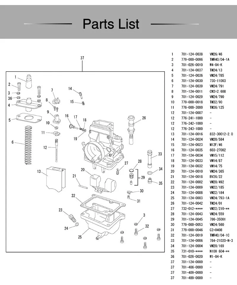 Motorcycle Fuel System Racing Carburetor Pw For 125 Cc - 250 Cc Dirt ...