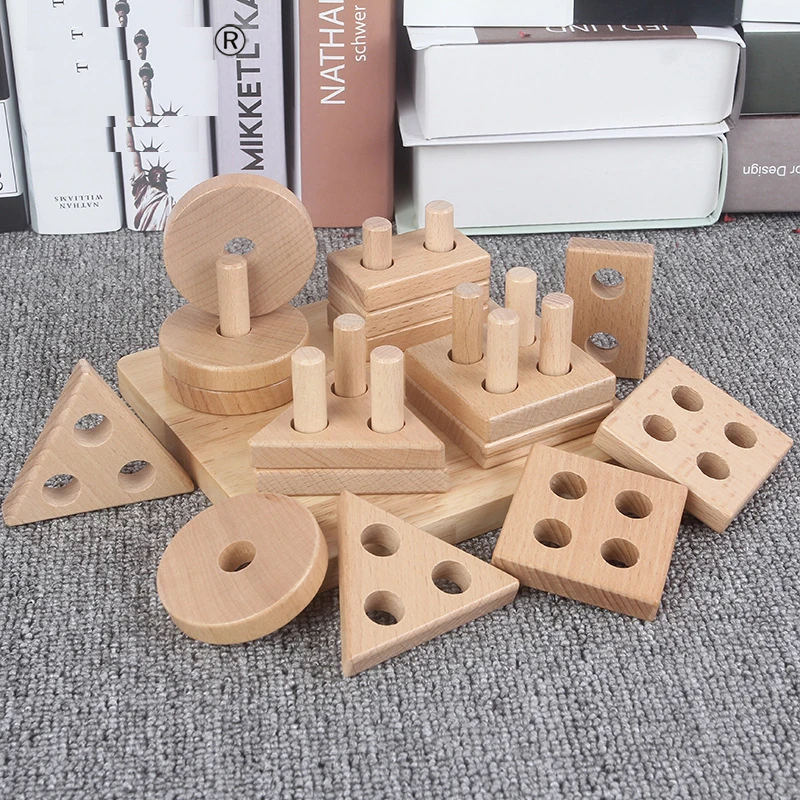 Geometric Shape Column Block Toy Disassembly And Assembly Of The Column Educational Wooden Toys For Kids Children