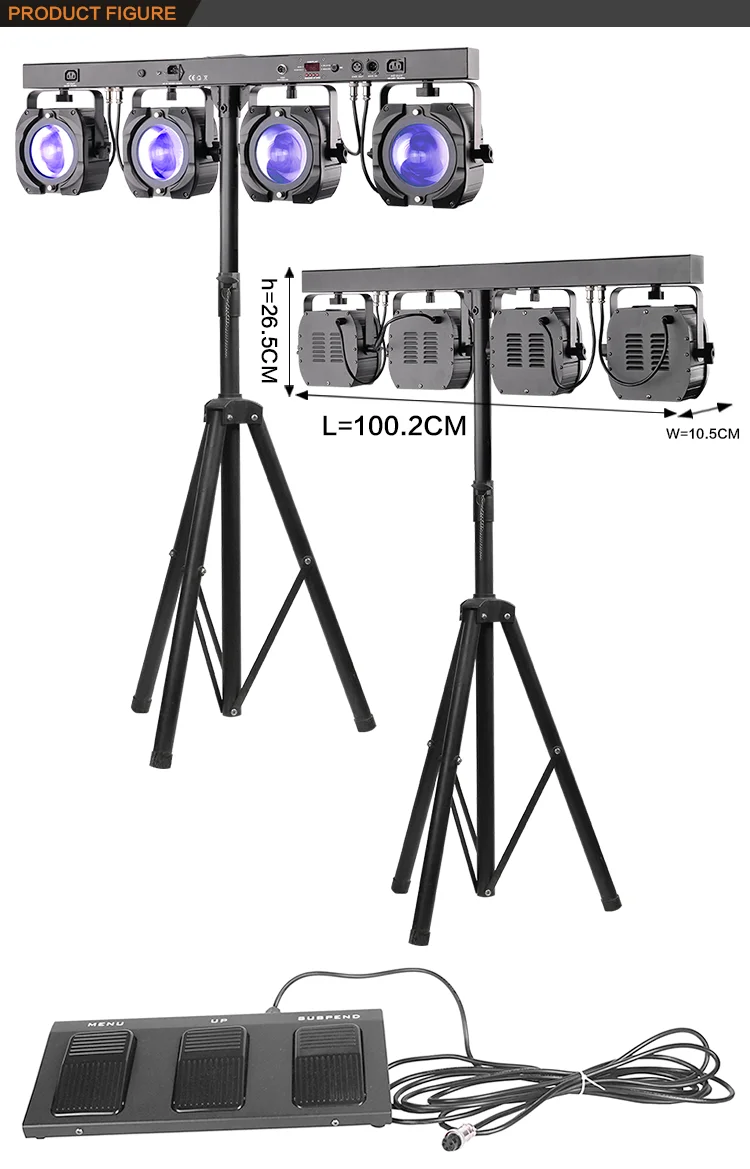 Dj Lighting Kit Stand Bar 4 System 60w Rgbw Cob Wash Par Light For Club