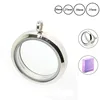 316L stainless steel 20 25 30MM round silver simple glass floating locket pendant