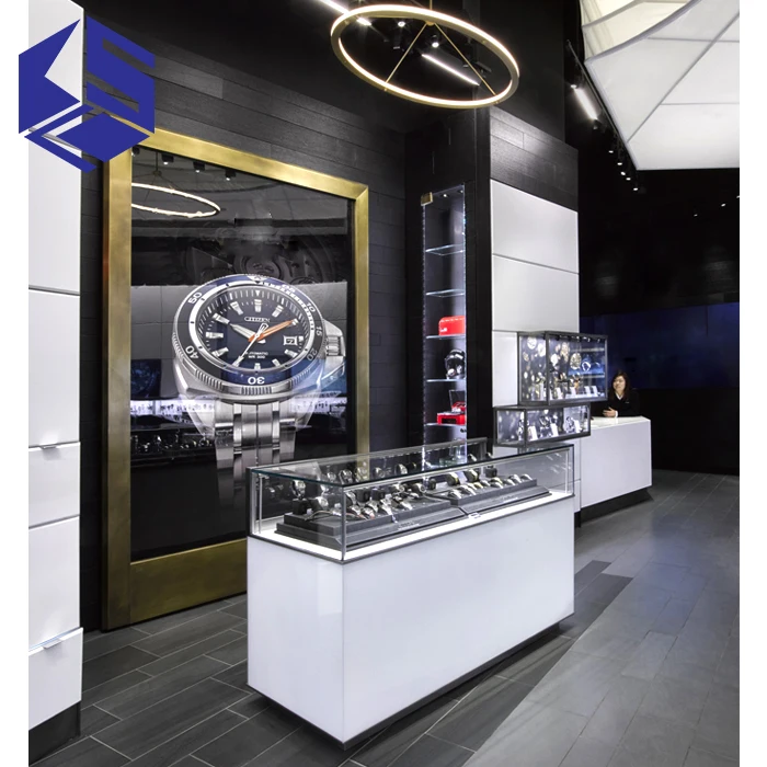 Luxury Wall Mount Watch Display Showcase Glass Watch Display