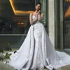 Detachable Tail Lace Wedding Dress Women Mermaid Luxury Bridal Gown Off Shoulder Long Sleeve Wedding Dresses 2019 New