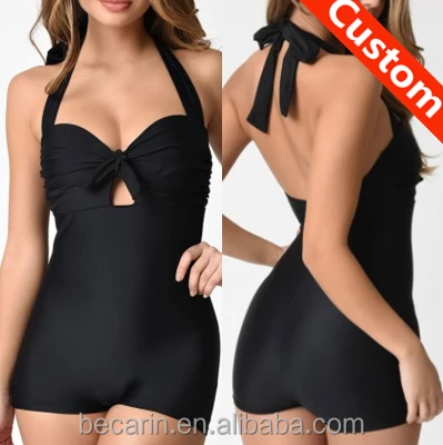 modest black one piece swimsuit