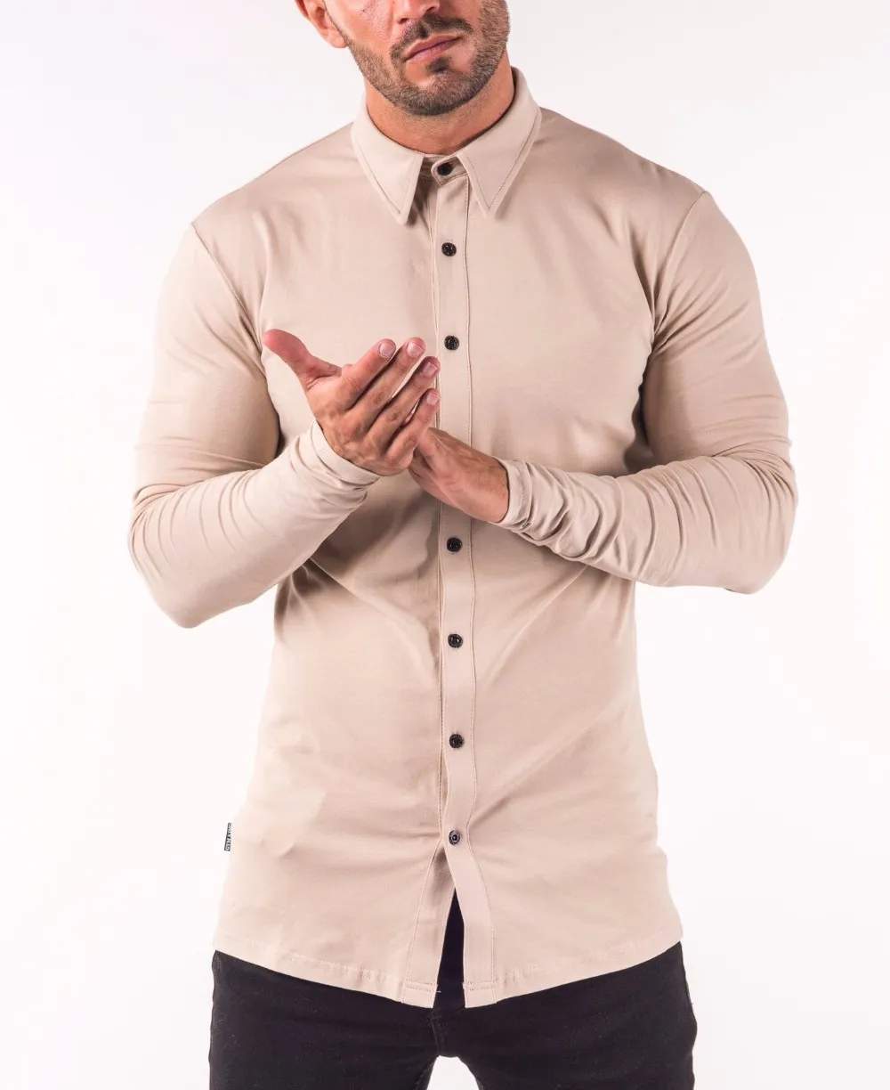 long sleeve muscle fit polo