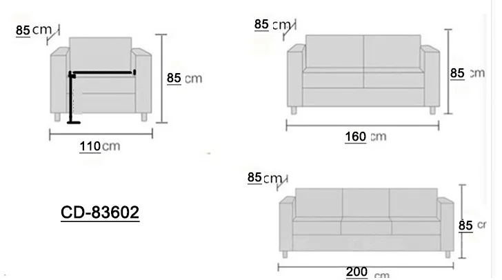 European luxury  black office sectional modern leather sofa