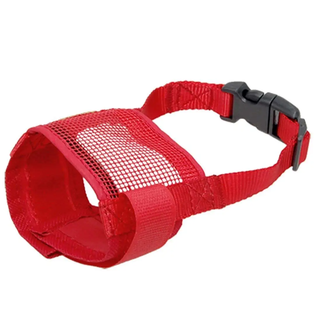 TOOGOO(R) Dog Pet Anti Bark Red Chew Mesh Muzzle Mask Size S