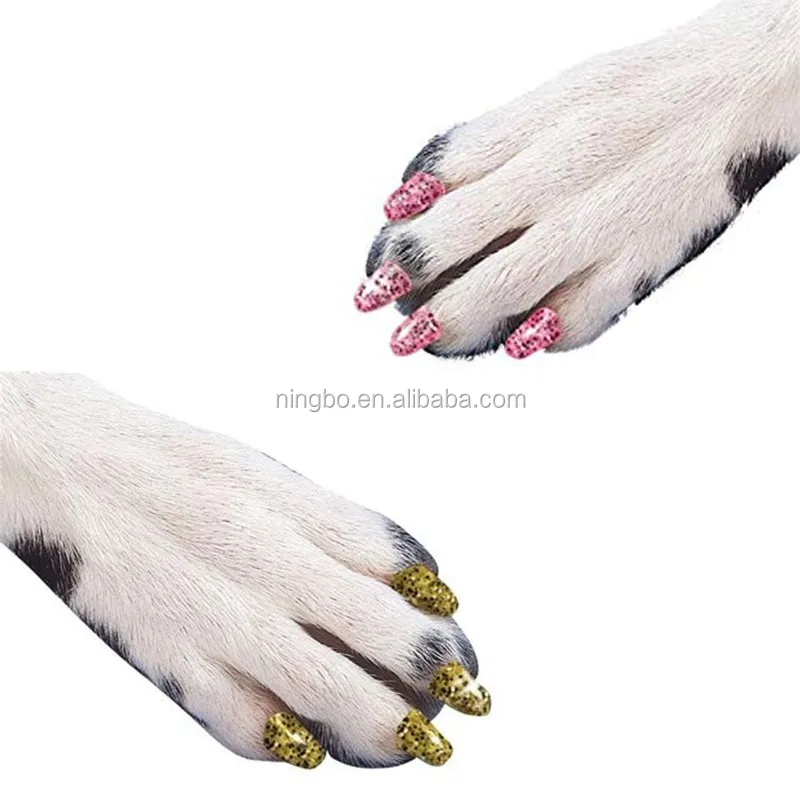 Special Glitter Colour For Soft Silicone Dog Nail Caps Pet Paw Claw Protector Grooming With