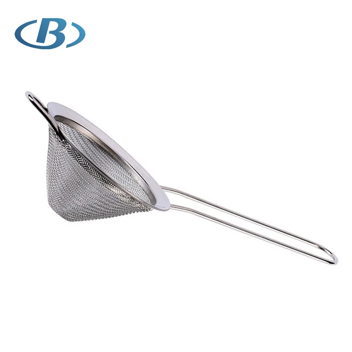 Stainless Steel Conical Fine Mesh Strainer With Handle / Bar Mesh