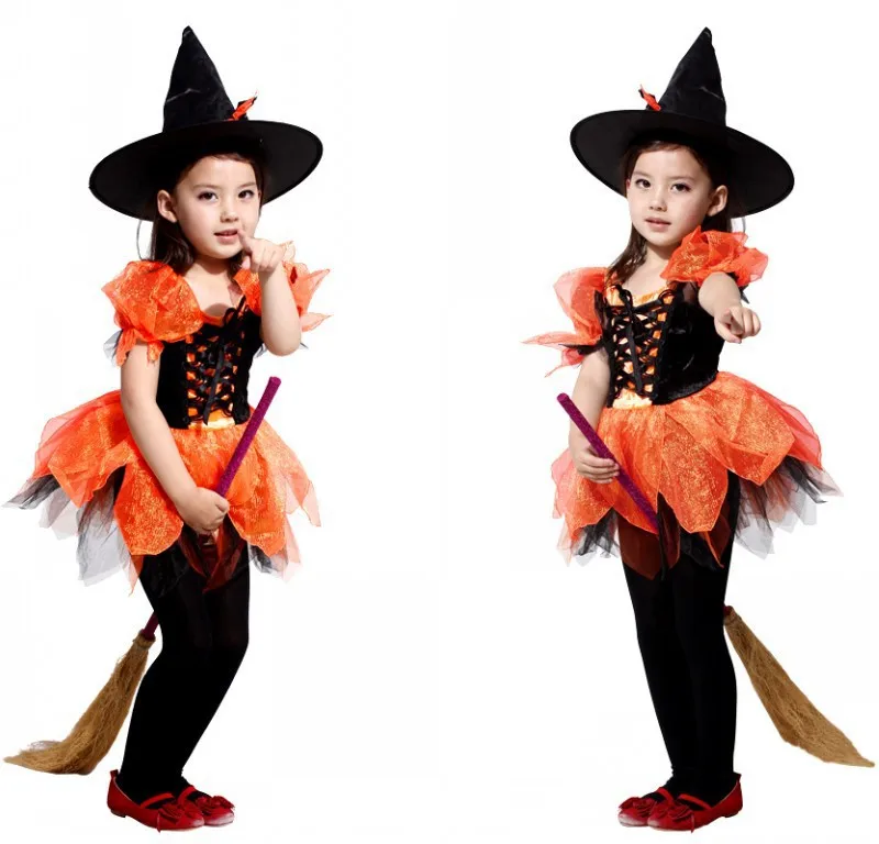 Hot Sale Child Cosplay Demon Costume For Kids Halloween Black Witch ...