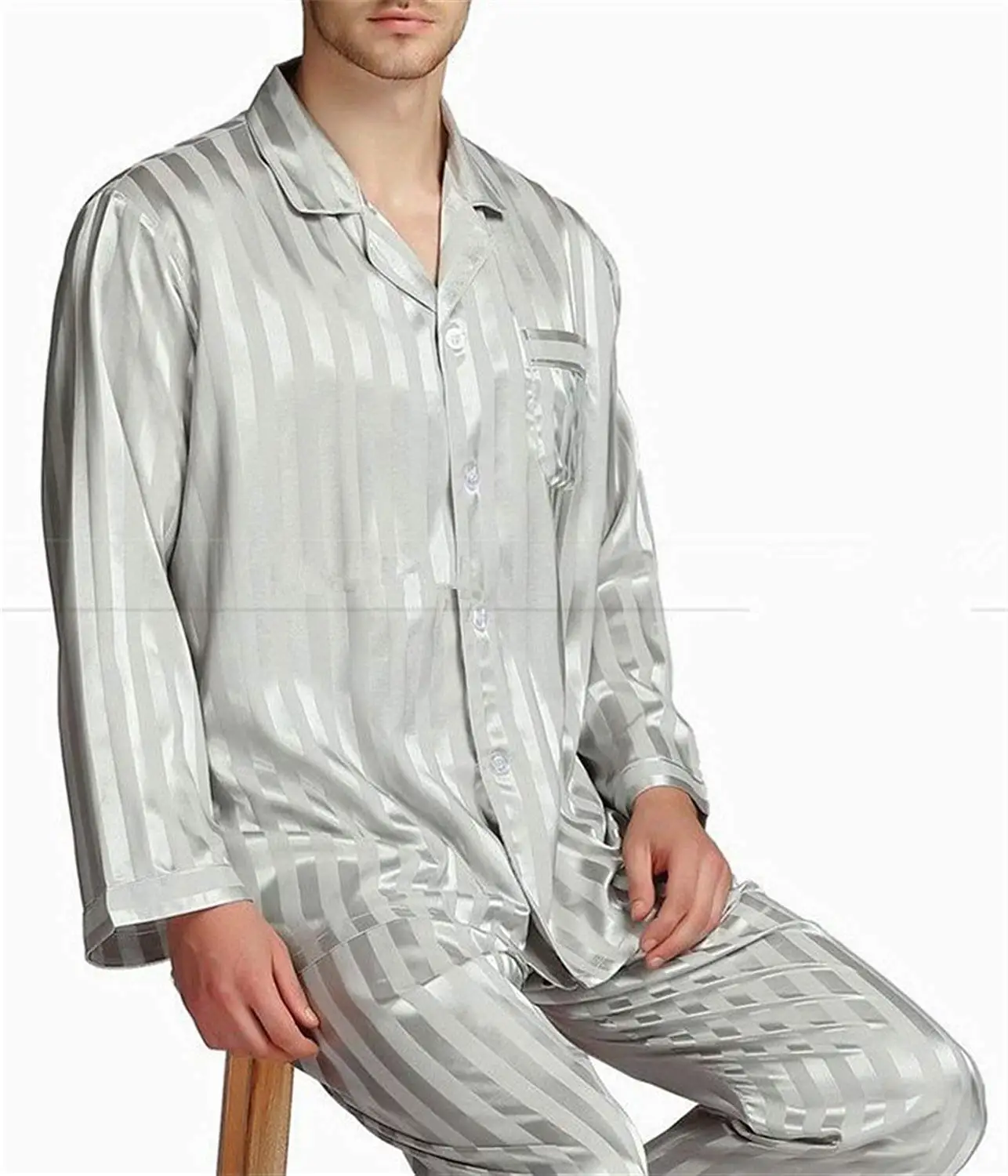 striped satin pajamas