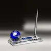 VIP business gifts crystal globe office desktop set with pen holder name card holder