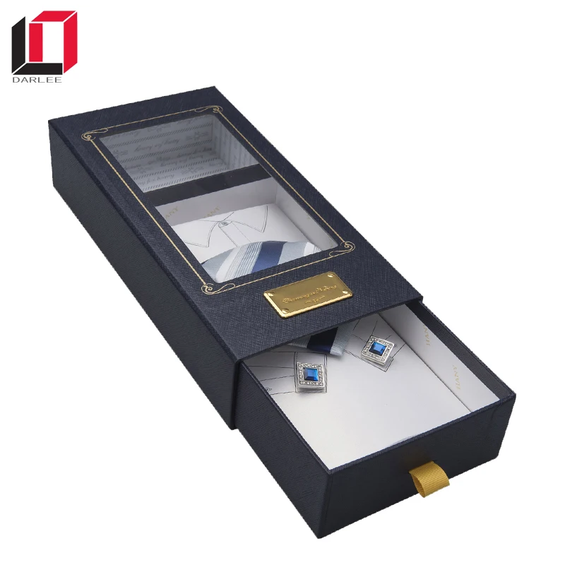 Luxury Clear Window Drawer Shape Paper Gift Packaging Boxes For Bow