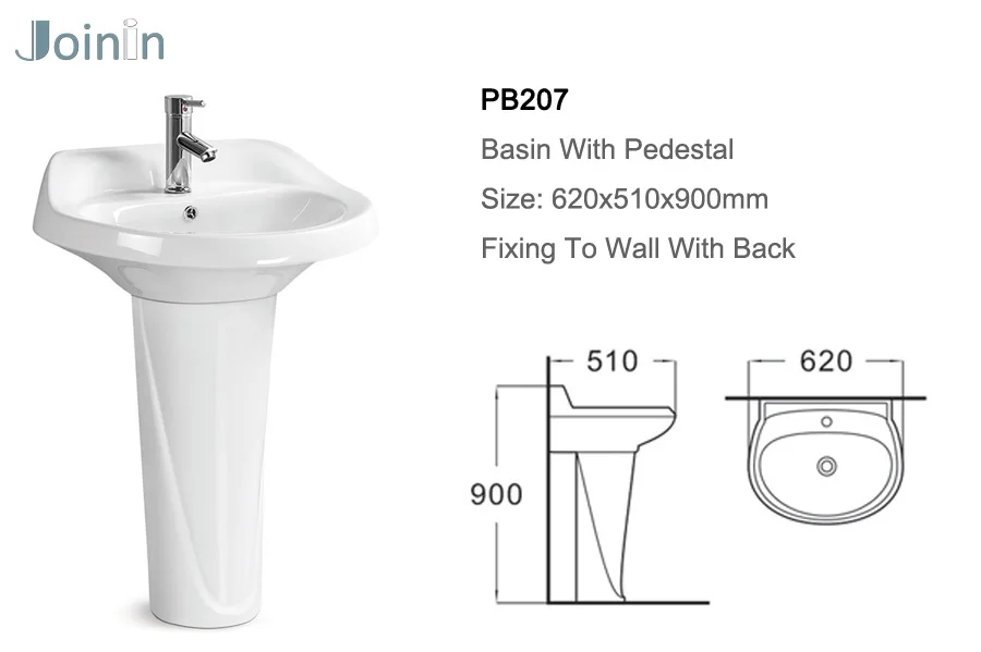 Sanitary Ware Ceramic Wash Hand Pedestal Basin Bathroom From Chaozhou Factory PB207