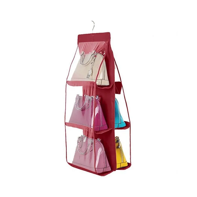 6 Pocket Shelf Bags Purse Handbags Hanging Organizer Storage Closet